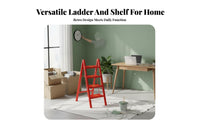 Foldable Retro Triangular Ladder Space-Saving Multi-Purpose Step Stool 150kg Load-Bearing Portable Stepladder High Capacity 330 Lbs for Decor Enthusiasts, Homeowners, Seniors, Indoor, Living Room, Study, Closet