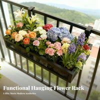 Space-Saving Hanging Planter Basket Easy Installation Hanging Railing Basket Adjustable fasteners Balcony Rack Anti-Rust for Apartment Dwellers, Gardeners, Homeowners, window framesill, window frame, Fence, Porch