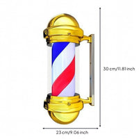 Wall-Attached Barber Pole Red Barber Shop Pole Lamp Side Arm Mount Striped Tube Light