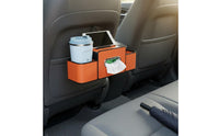 Vehicle Seat Back Organizer with Beverage Holder Holder Hanging Hooks Back Organizer Easy Installation Backseat Storage Box with Beverage Holder
