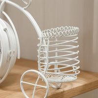 Wire Basket Cycle Clock White Table Timepiece Metal Frame Home Decor