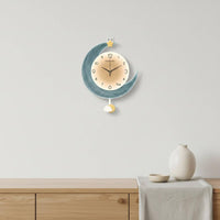 Nordic Design Crescent Moon Wall Clock Dreamy Design Moon and Star Decorative Clock Battery Powered for Bedroom