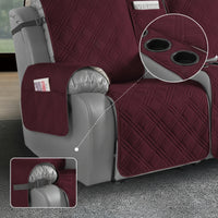 4 Pieces Recliner Loveseat Cover with Console Waterproof Recliner Loveseat Slipcover with Console Quilted Reclining Sofa Cover for Living Room