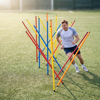 Spring Ground Marker Pole, Soccer Basketball Training Slalom Pole, Obstacle Training Pole with Spring Base