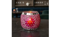 Mosaic Glass Candle Holder Romantic Atmosphere Colorful Mosaic Candle Jar Great Gift Idea Snowflake Pattern Votive for Candlelight Dinner, Restaurant
