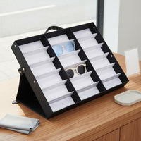18 Slot Sunglasses Display Case Large Capacity 18 Slot Sunglasses Organizer Dust-Resistant Cover Eyeglasses Display Case for Retailers, Collectors