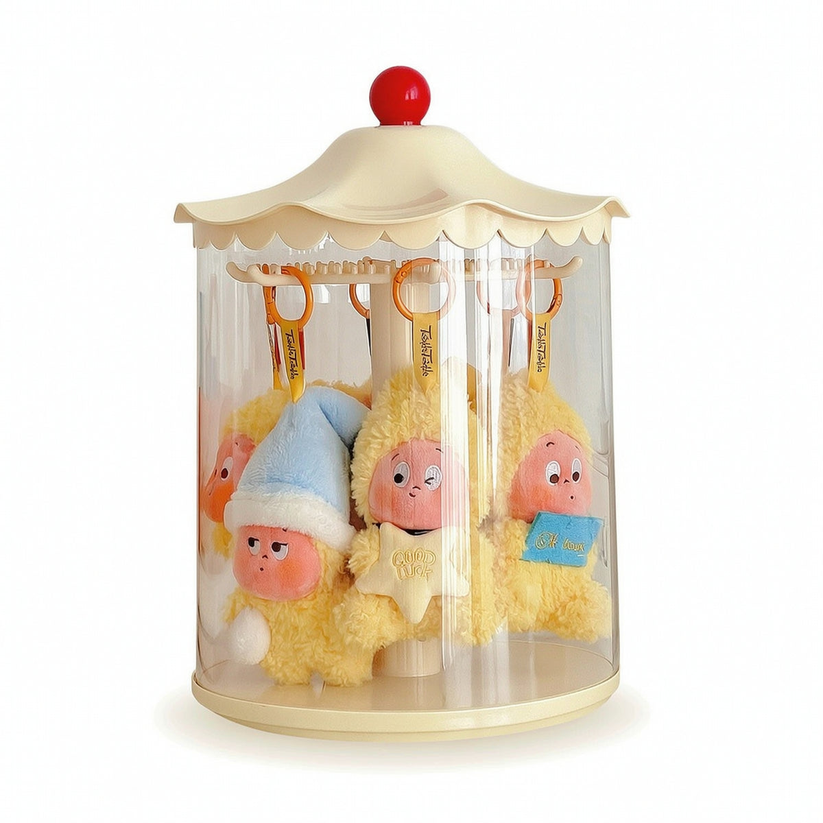Rotatable Doll Display Case with Hanging Transparent Rotating Display Case Perfectly Clear Showcase Space-Saving for Hobbyists