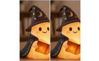 Warm Glowing Ghost Wizard Night Light Cute Ghost Lamp with Wizard Hat Whimsical Tabletop Ornament Ambient for Children, Toddlers, Halloween Decor, Bedroom, Bedside Table, Nursery