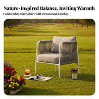 4 Pieces Weather-Resistant 4-Piece Woven Sofa Set Modern Design outsidedoor Furniture Water Repellent paddings Lounge Group Removable padding enclosures for Hospitality Businesses, Patio Entertainers, Balcony, Garden, waterside, Porch