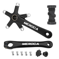 Folding Bike Crankset Aluminum Alloy Crankset with Hollow Unitary Design Matte Black Crank Arms for Cyclists, Commuters, City Riding