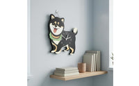 Swinging Tail Shiba Inu Clock Printed Numerals Decorative Dog Clock Glossy Face Home Decor Cute for Living Room, Pet Shop
