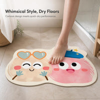 Cartoon Diatomaceous Earth Bath Mat, Non-Slip Absorbent Bathroom Floor Mat for Home