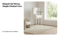 Cream design Vanity with Lighted Mirror Minimalist Design Dressing Table Rounded Corners Makeup Desk Ample Storage Space for Adults, Women, Teenagers, Home
