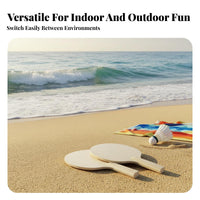 Wooden Paddleball Racket Indoor Outdoor Use Unpainted Wood Paddle Thickened Design Wooden Beach Paddle Set for Students, Beginners, Backyard, Park