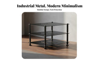 All-Metal Construction Modular Audio Rack Shock-Absorbing Feet Multi-Tier Amplifier Stand Powder Coated Finish Desktop Equipment Shelf Vented Shelves for Audiophiles, Home Studio
