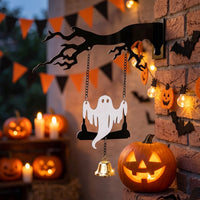 Welcome Sign with Bell Halloween Wall Hanging Welcome Sign Spooky for Homeowners