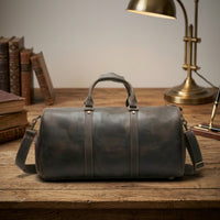 Leather Duffel Bag Sturdy Travel Duffel Bag Luggage Structured Cylindrical for Travelers, Weekend Getaways, Business Trips