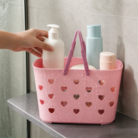 Heart-Shaped Hollow Plastic Shower Caddy Basket for Bathroom Storage