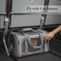 Portable Breathable Pet Carrier for Cats and Small Dogs, Foldable Travel Crate with Large Space