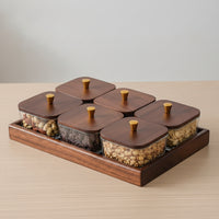 Walnut Serving Platter with Bowls Textured for Hosts, Homeowners