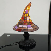 Halloween Stained Glass Witch Hat Lamp Witchy Witch Hat Lamp Witchcore Compact for Bedside Table, Reading Corner
