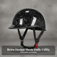 Carbon Fiber Half Helmet Breathable Retro Impact Resistant Riding Gear for Riders, Adults, Cruising, City Commuting, Long-Distance Riding