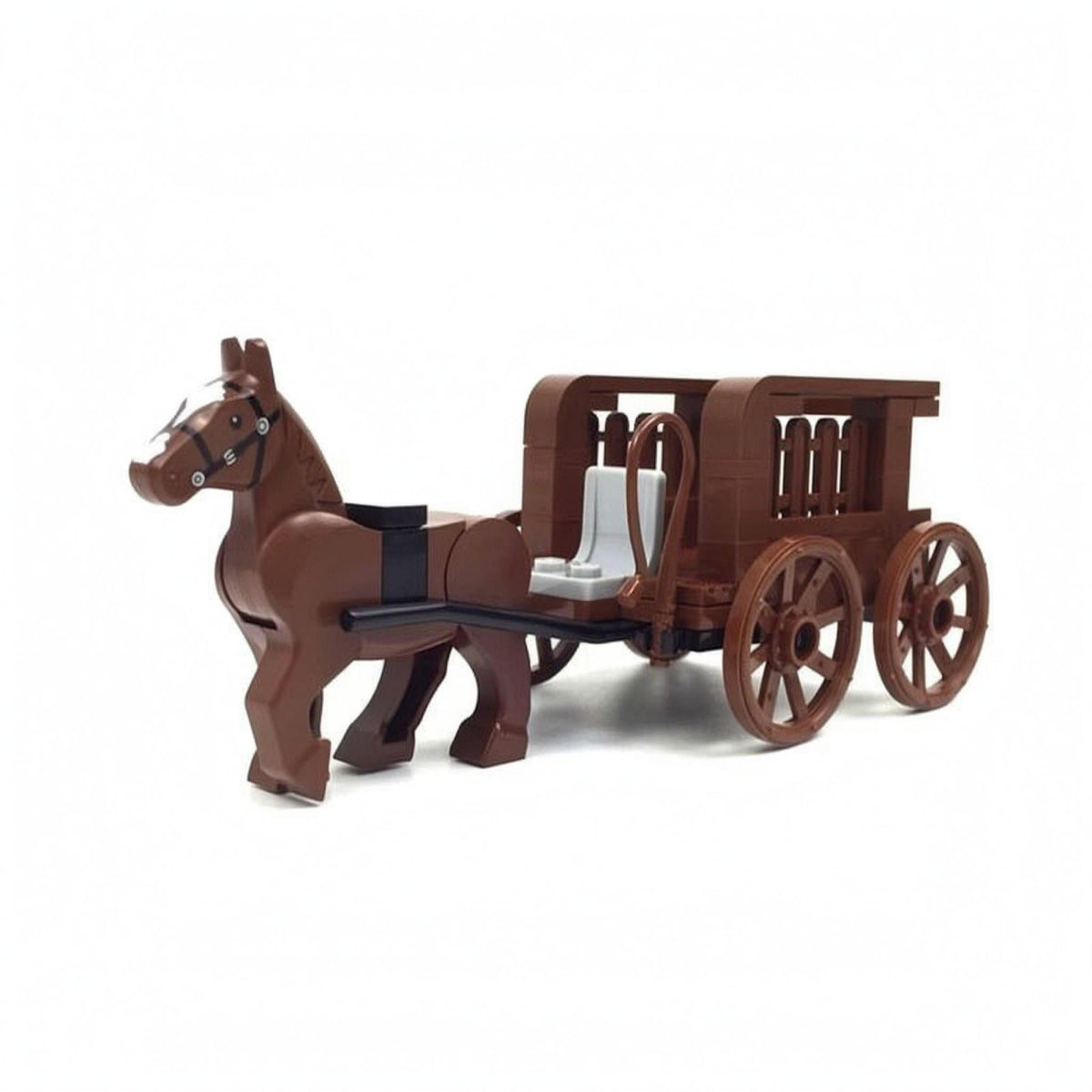 Horse-Drawn Carriage Model Spoked Wheels Building Blocks Toy