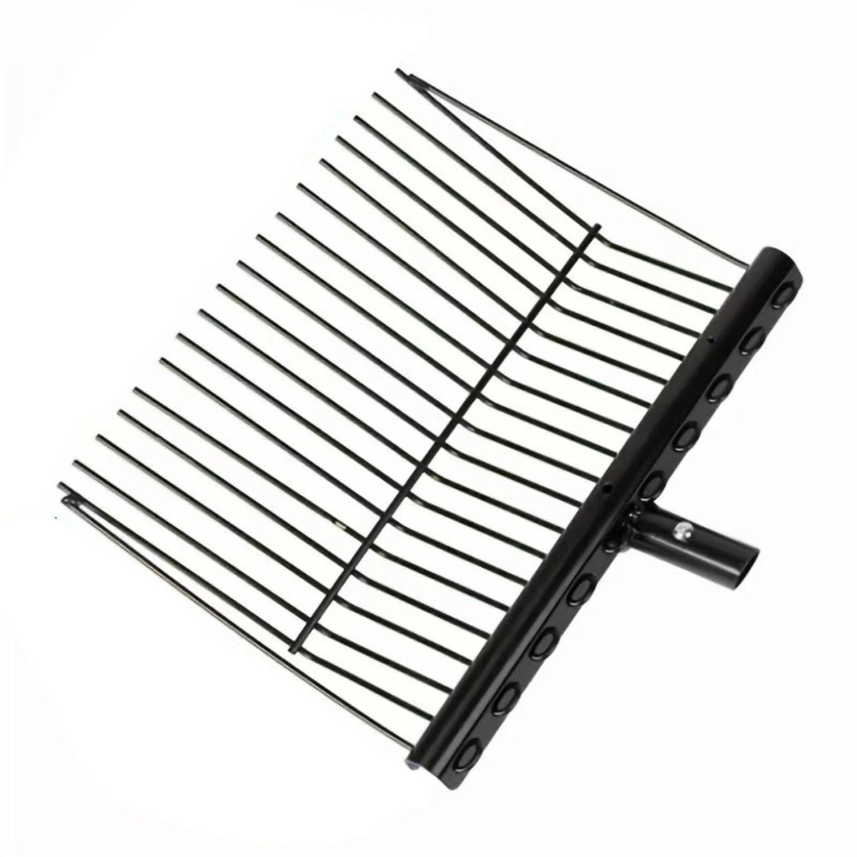 Black Metal Head Manure Fork Slatted Tines Grass Fork Angled Frame Pitchfork with Handle Heavy Duty