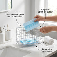 Bathroom Storage Wire Mesh Baskets for Office Desk and Pantry Organization, Small for Students and Accessories, Metal Construction