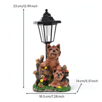 Dog Statue with Solar Lantern Decorative Lawn Ornament Rustic for Pathway, Porch