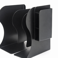 Book Ends Desk Organiser, Metal Book Ends with Storage, Heavy Duty Iron Bookends for Shelves, Adjustable Large Book End for Home Office