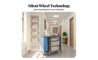 Room Service Cleaning Cart Large Capacity Hotel Service Cart Easy Maneuverability Multi-Shelf Utility Trolley for Cleaners, Hotels, Guesthouses, Spas