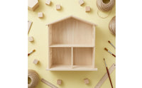Decorative House-Shaped Shelf Compact Wooden Desktop Organizer Space-Saving Wooden Display Shelf Open-Front for Collectors
