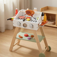 Wooden Barbecue Grill Playset Realistic Children's Wooden Grill