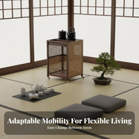 Integrated Kettle Heater Mobile tea beverage Station space-saving Footprint Multi-Tier Rolling wagon Locking Casters Household Furniture for Hosts, homeowners, hosts, Living Room, Entertaining Guests, Balcony, Home Bar