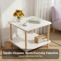 Space-Saving Design Multi-Tier Side Table Lightweight Multi-Level Accent Table Sturdy and Long-Lasting Nightstand Easy Assembly for Apartment Dwellers, Young Adults, Homeowners, Bedroom, Living Room