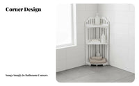 No-Drill Installation 4-Tier Corner Shelf Multi-Layer Design Storage Rack Space-Saving Shelving Single-Unit Tool-Freestanding for Apartment Dwellers, Office Workers, Bathroom, Toilet Area, Dorm Room, Bedroom