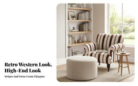 Striped Wooden Armchair mid-centuryera Modern aesthetic Striped Upholstered Armchair sturdy Wood Frame Accent Chair for Readers, perusing corner, Bedroom, Office