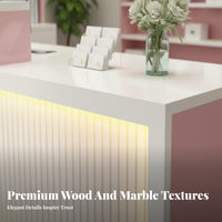 Modern Reception Desk Cable Management Hole Modern Checkout Counter Sturdy Construction Company Front Desk for Receptionists, Shopkeepers, Restaurant