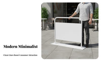 Weather Resistant Freestanding Advertising Barrier Heavy Duty Base Floor Standing Logo Display Stand Easy Assembly Canvas Panel Partition Fence Multi-Functional for Cafe Owners, Restaurant Managers, Event Planners, Sidewalks, Storefronts, Patios, Lobbies