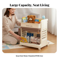 Mobile Design Multi-Tier Rolling Shelf Large Capacity Multi-Tier Trolley 360-Degree Rotating Wheels Household Storage Strong Load-Bearing for Homeowners, Office Workers, Nursery, Living Room, Bedroom, Narrow Areas