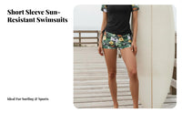 Short Sleeve Surf Shirt Set Quick Drying High Waist Aquatic Shorts Set Short Sleeve Surf Shirt Breathable Material for Surfing