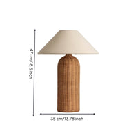 Table Lamp with Rattan Base Decorative Rattan Table Lamp Warm White for Bedroom
