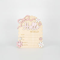 Wooden Baby Milestone Plaque with Ribbon Scalloped Birth Announcement Plaque Compact Welcome Baby Sign Lightweight for Expectant Parents
