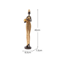 African Woman Figurine Elegante Figurine with Bowl Slender for Bookshelf