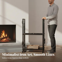 Indoor Outdoor Use Firewood Rack with Tool Set Minimalist Design Firewood Log Rack with Tools Wrought Iron Log Bin Easy Assembly for Patio, Living Room