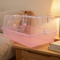 Large Hamster Cage with Panoramic View, Clear Transparent Habitat for Syrian Hamsters, Top Opening Design with Exercise Wheel and All Accessories