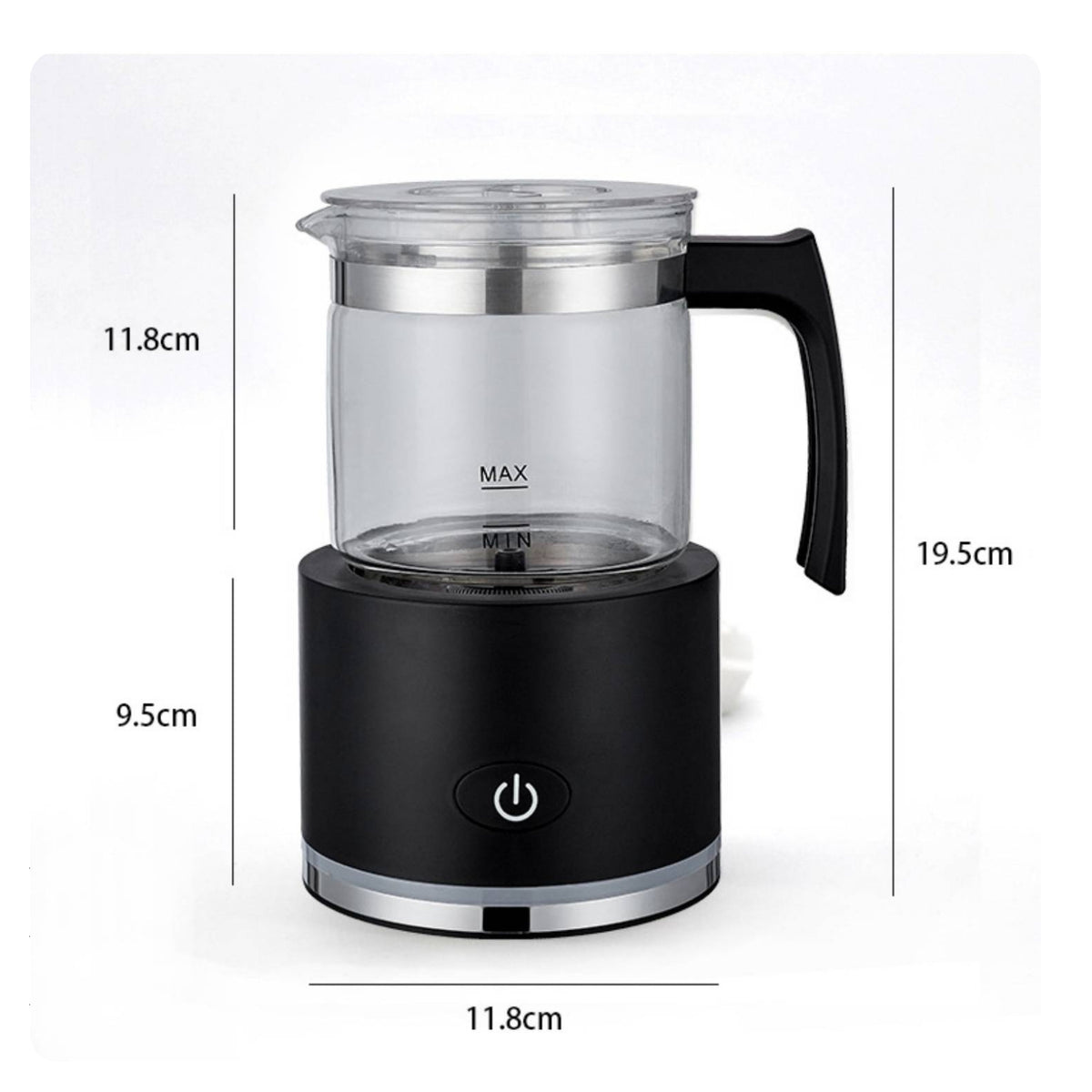 Hot and Cold Automatic Milk Frother Transparent Cup Electric Frother Clear Lid Milk Warmer Compact for Countertop