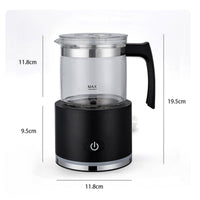 Hot and Cold Automatic Milk Frother Transparent Cup Electric Frother Clear Lid Milk Warmer Compact for Countertop