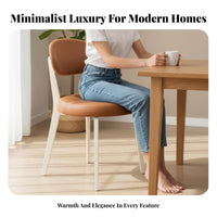 Light Luxury Design Upholstered Oval-Back Stool Soft Padded Backrest Dining Chair Modern Minimalist Design Home Seating Designer Inspired for Homeowners, Interior Designers, Restaurant Owners, Kitchen, Living Room, Bedroom, Reading Nook
